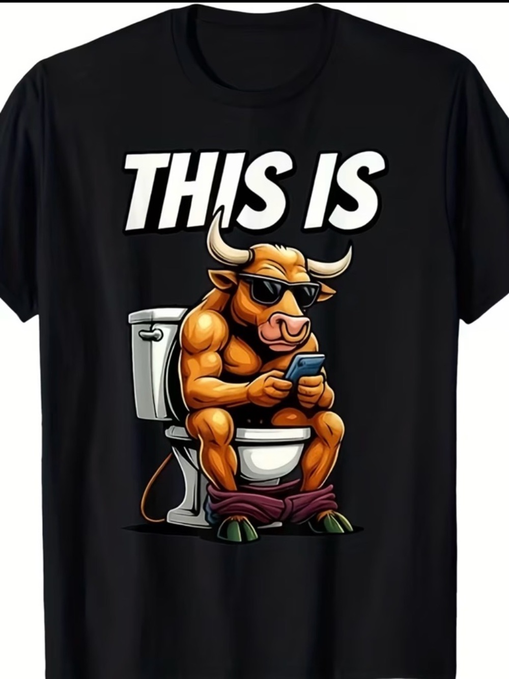 Graphic Bull Toilet Tee in Black